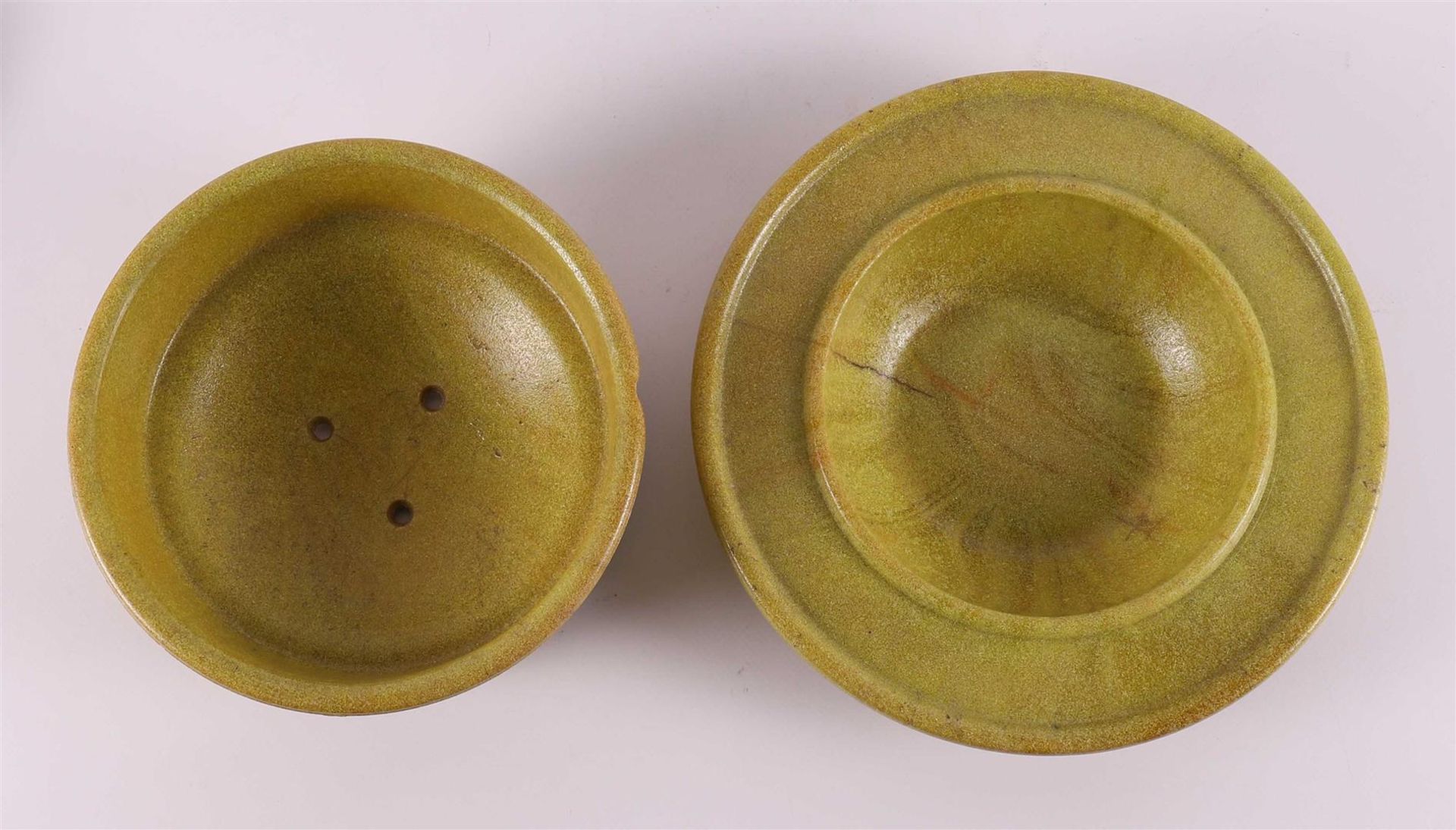 A yellow graniver cactus bowl on matching saucer, 1928. A.D. Copier. - Image 3 of 11