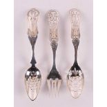 Two second grade 835/1000 silver spoons and fork, all 19th century