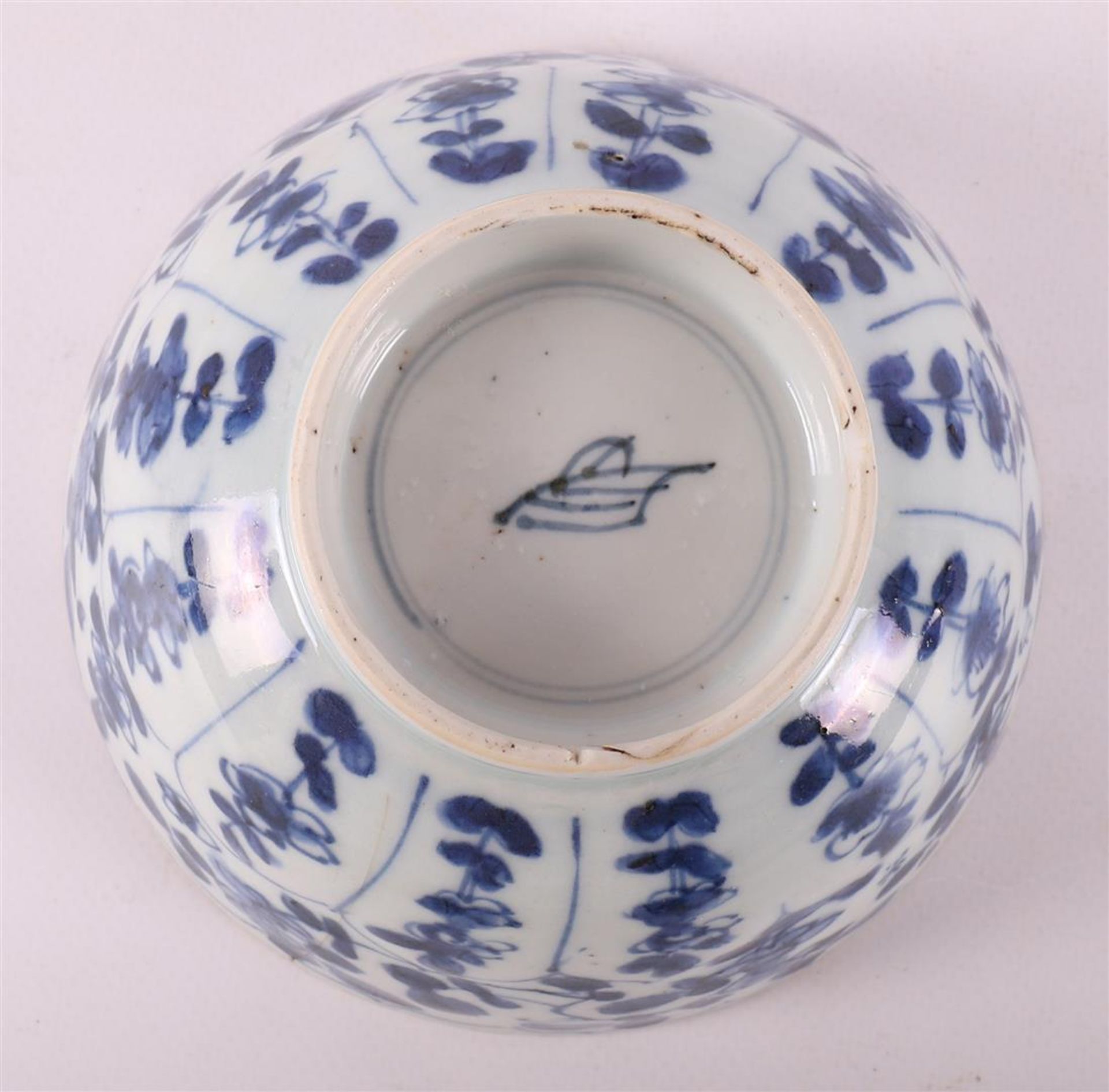 Two various blue/white porcelain bowls and curb ring, China, Kangxi, around 1700 - Image 8 of 8