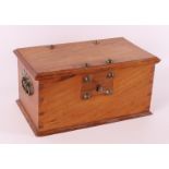 A teak miniature chest with brass fittings, 19th century.