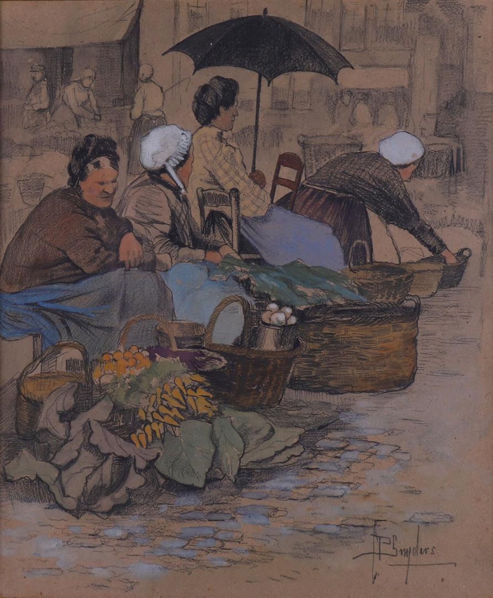 Snijders, J.P. 'Market women with vegetables', - Image 2 of 3
