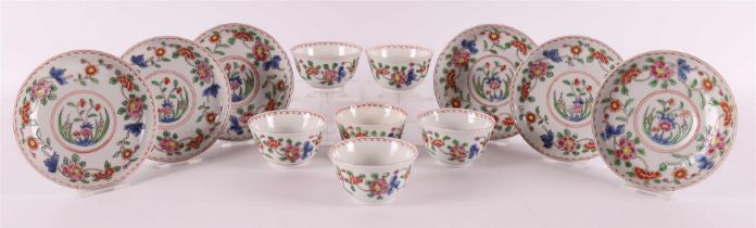 A series of six porcelain cups and saucers, China, 19th century.