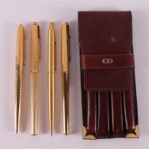 A Parker pen set in leather case, made in France.