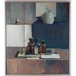 Nijmeijer, J. (Joop) (Hoogeveen 1941-2017) 'Still life with pharmacy pots'.