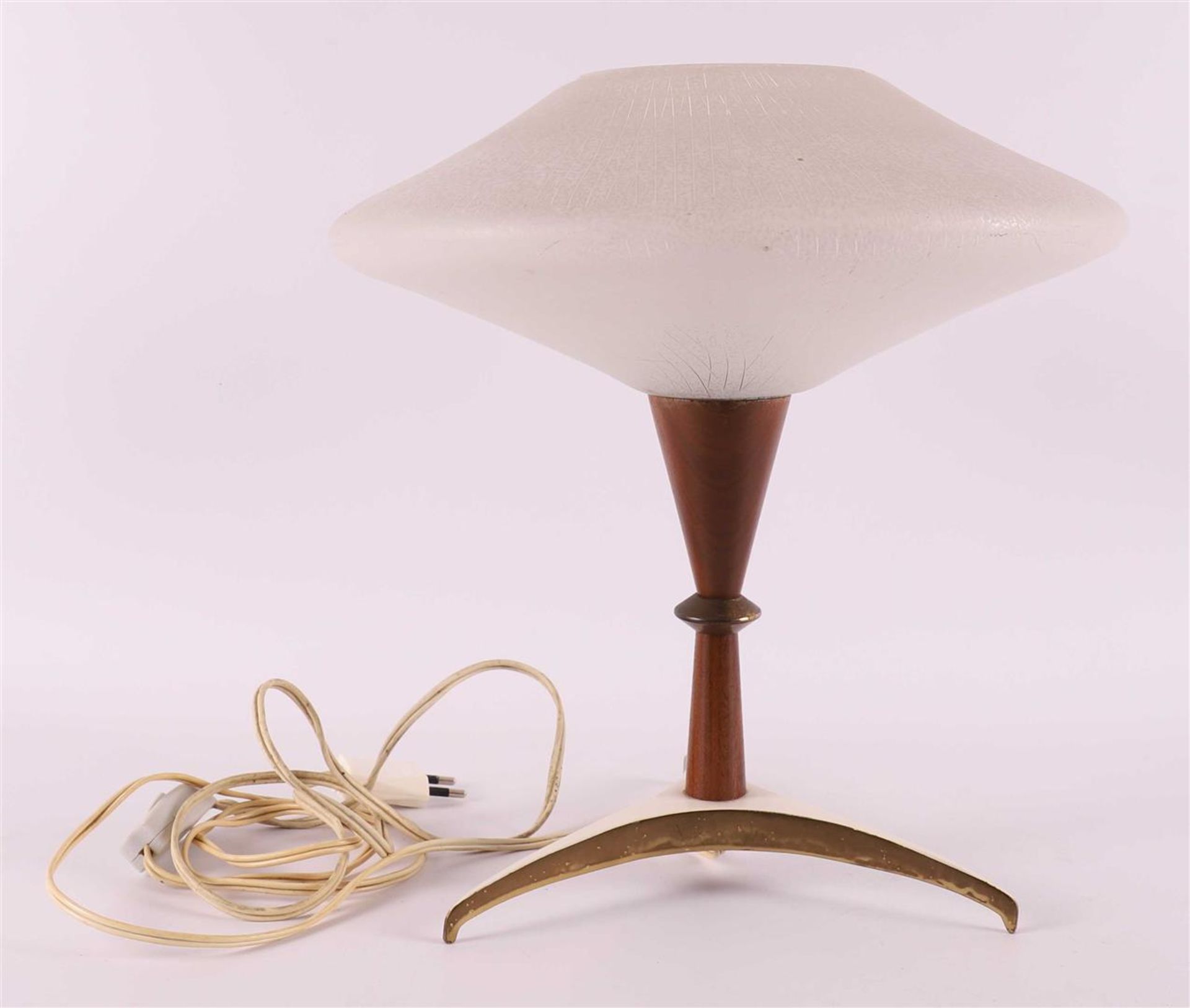 A vintage design table lamp with satin glass shade, 1950s. - Image 3 of 3