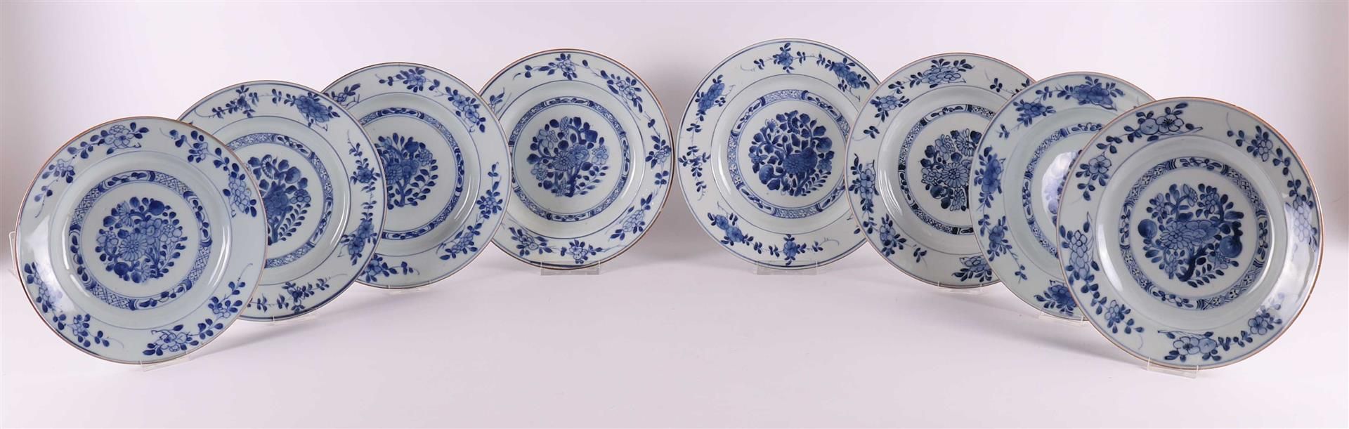 A series of eight blue/white porcelain plates, China, Qianlong, 18th century.