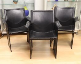Five vintage black leather 'Korium' armchairs, design: Matteo Grassi, ca. 1970.