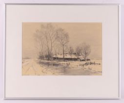 Zeeuw, the J.C. (Dutch school 20th century) 'Winter landscape with farm at va