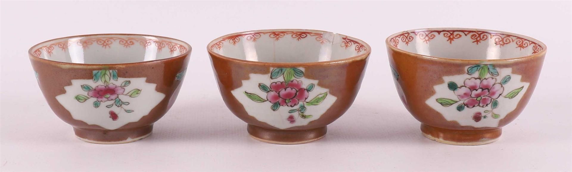 Seven famille rose porcelain cups and saucers, Batavia porcelain, China, - Image 16 of 27