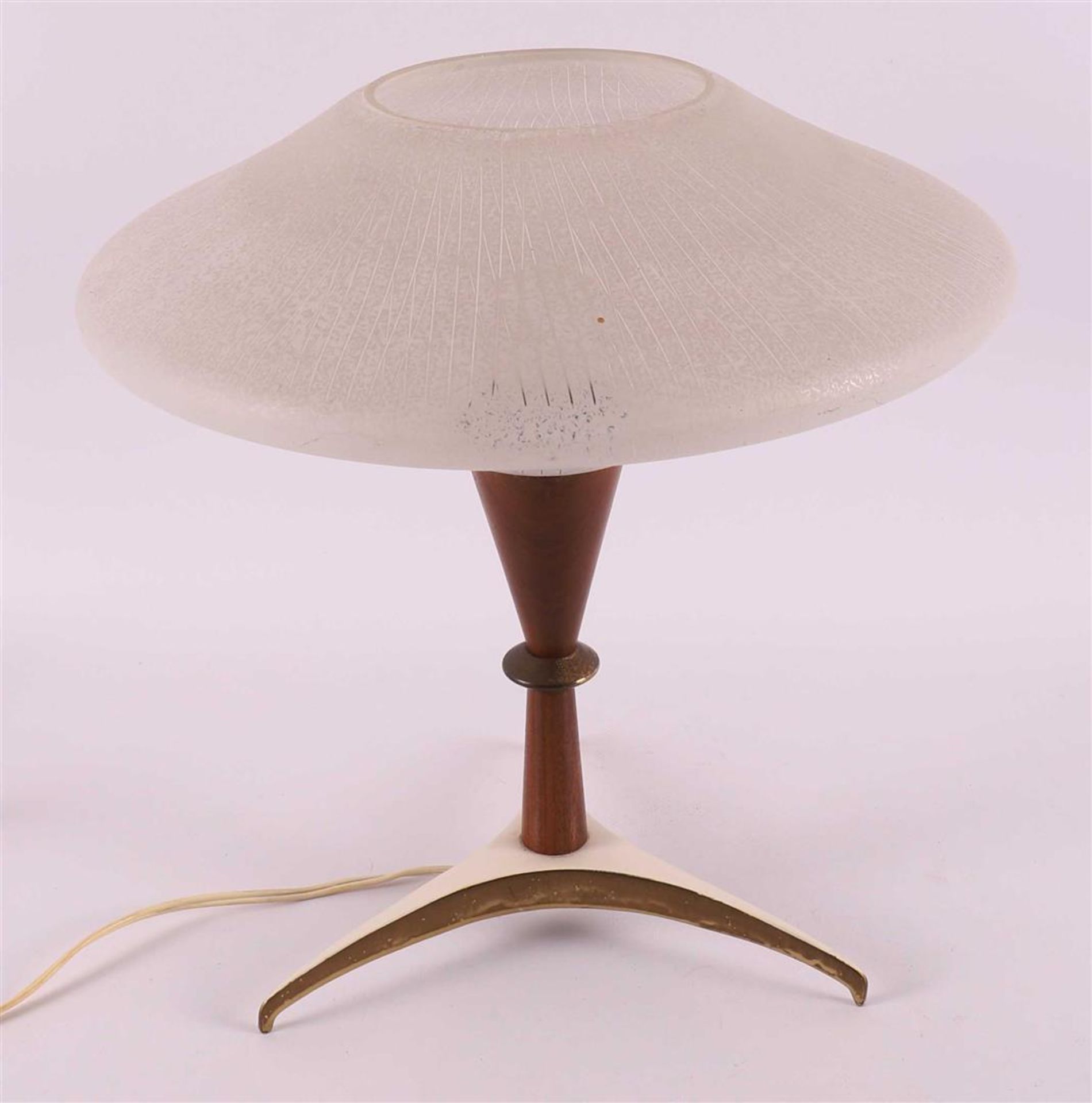 A vintage design table lamp with satin glass shade, 1950s.