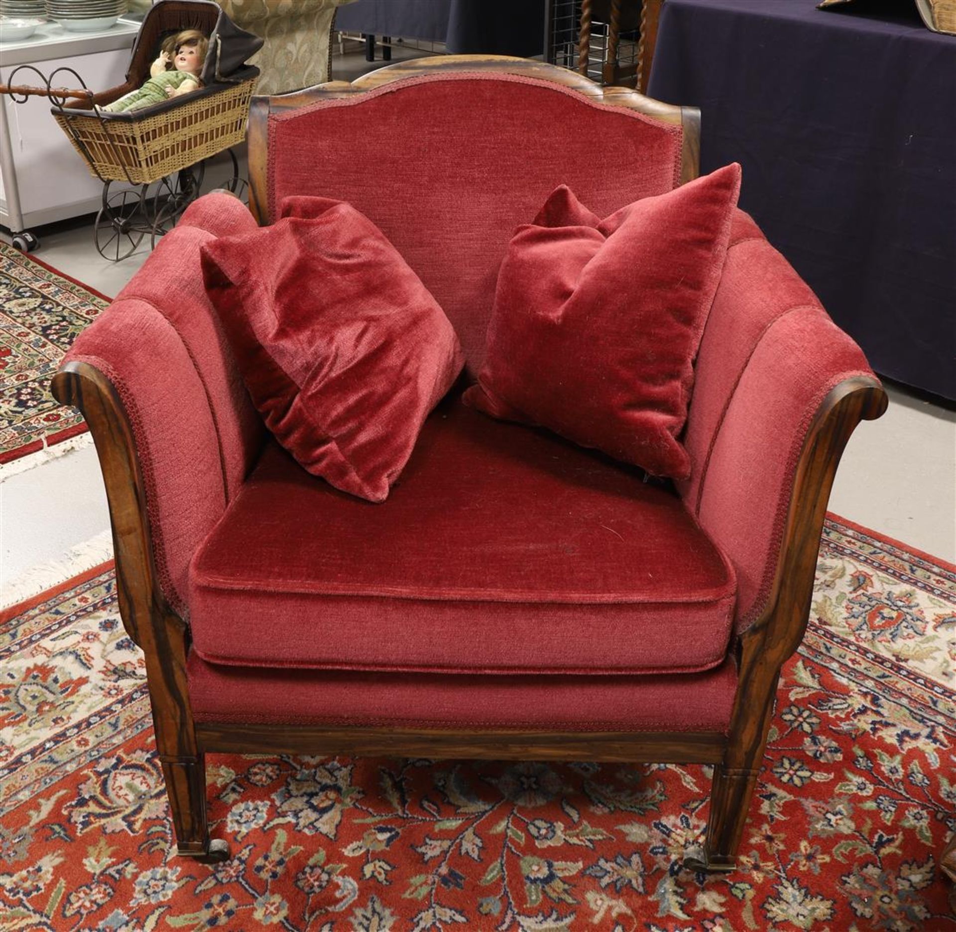 A pair of coromandel wood club chairs, Amsterdam school, ca. 1920. - Image 3 of 3