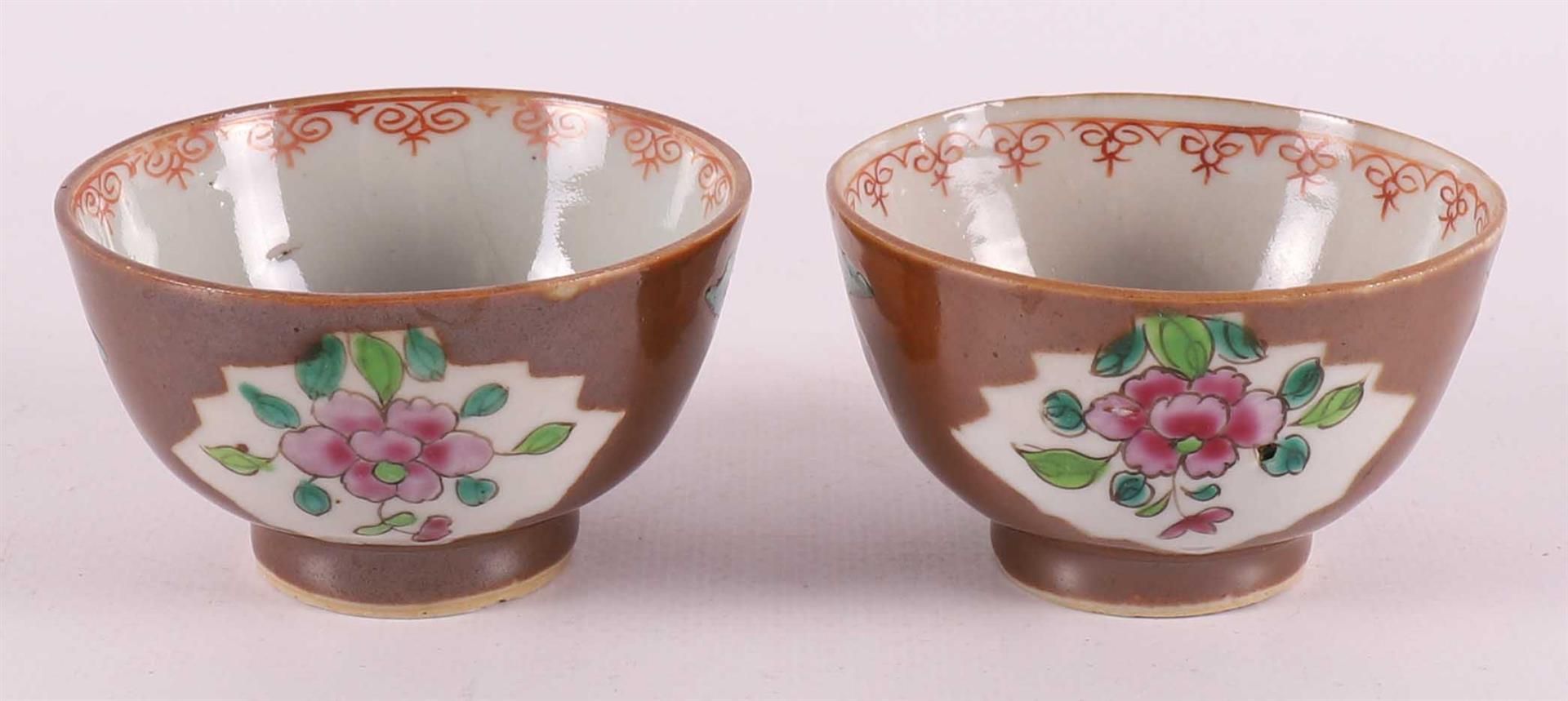 Seven famille rose porcelain cups and saucers, Batavia porcelain, China, - Image 21 of 27