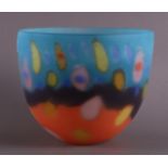 A freely blown polychrome glass vase 'Bowl zone-blue', Pauline Solven.