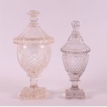 A cut crystal ginger lid coupe + ditto smaller one, 19th century.