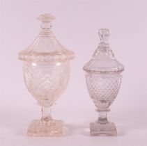 A cut crystal ginger lid coupe + ditto smaller one, 19th century.