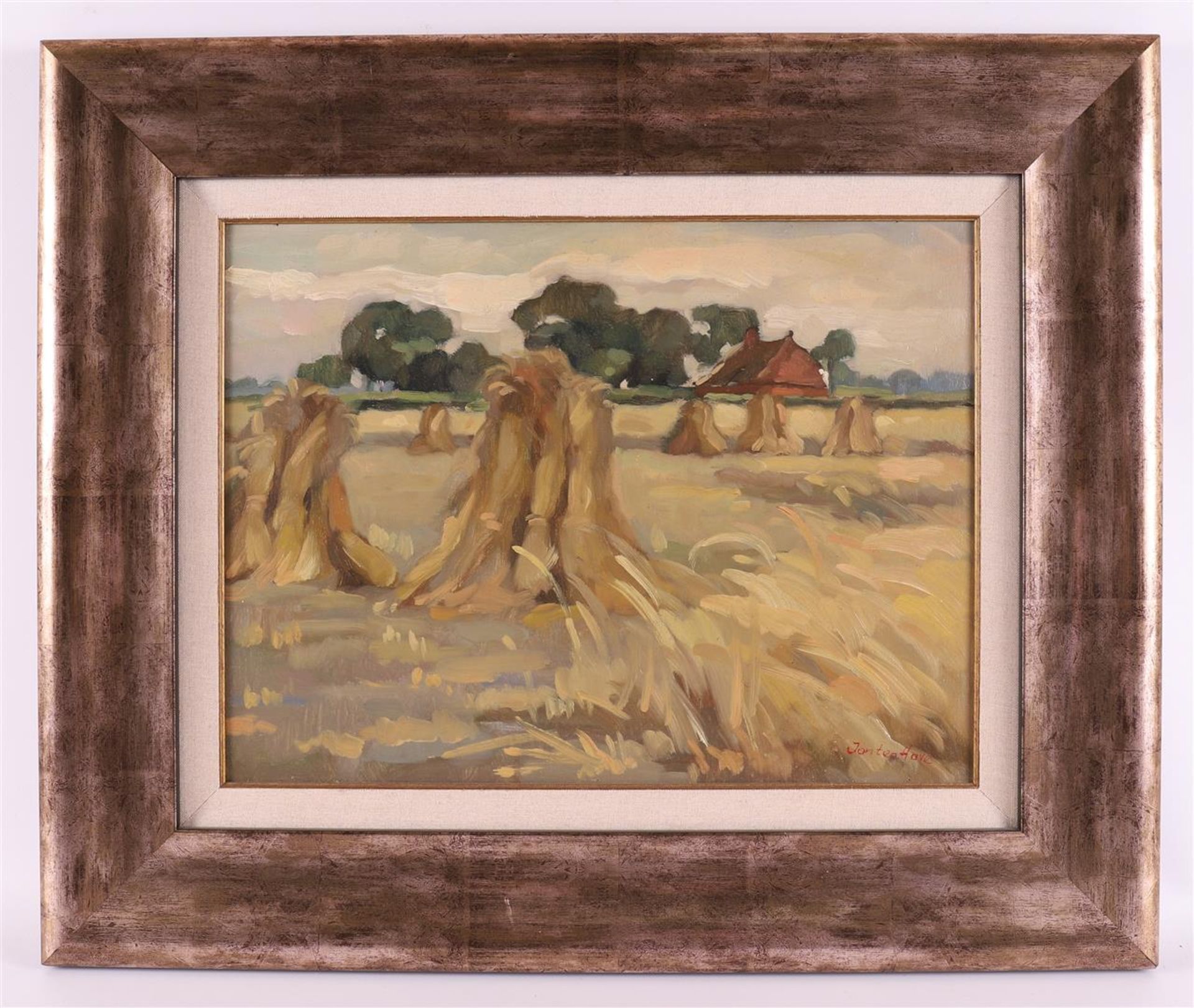 Have ten, Jan * (Groningen 1903-1991) 'Landscape with sheaves of wheat',