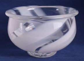 A clear glass bowl with white veil, Sweden, Hansjö Glasskapell