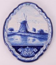 A blue/white pottery Makkums pottery plaque, around 1900.