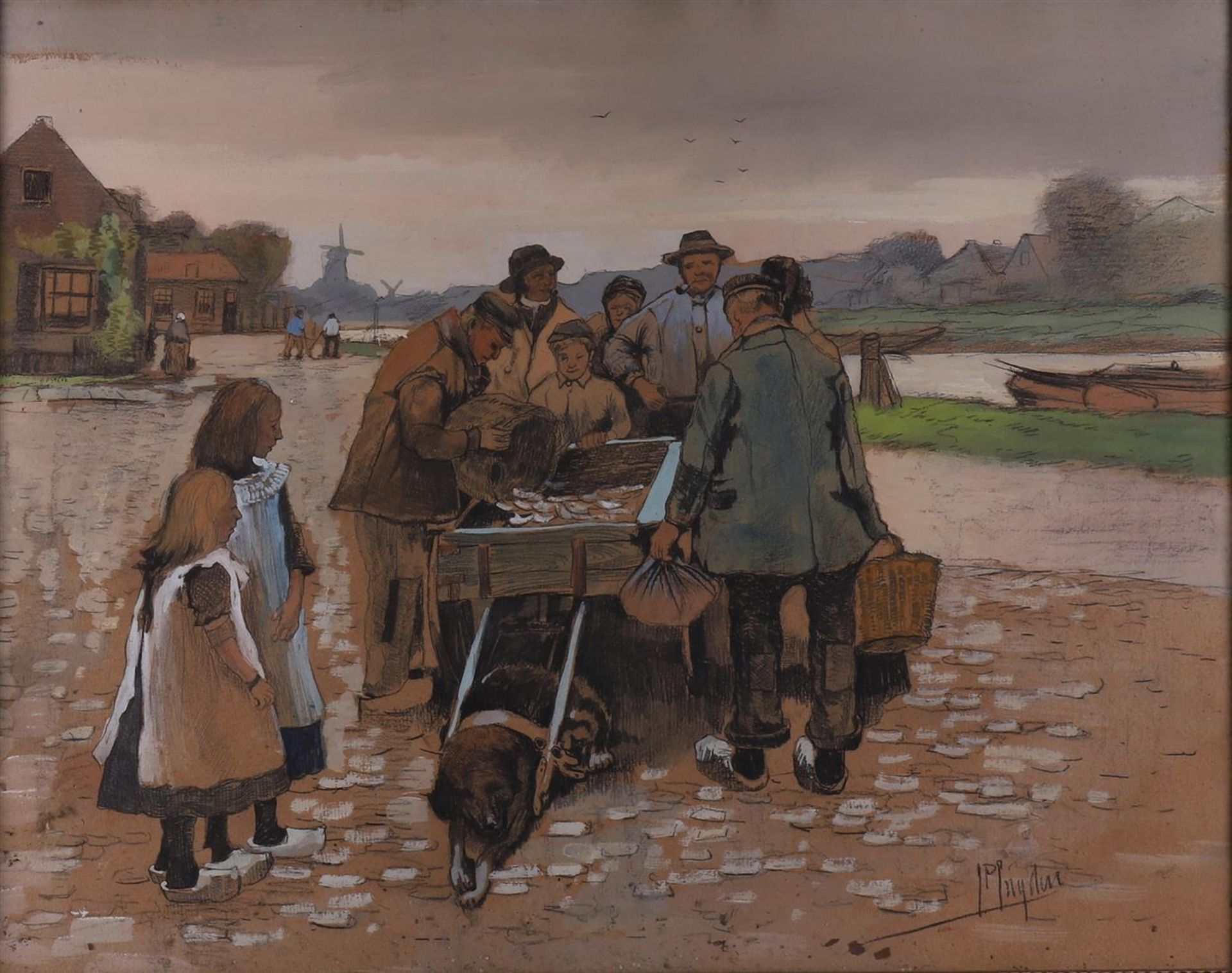Snijders, J.P. 'Fish seller with cart', - Image 2 of 4