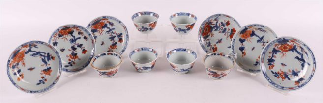 Six porcelain Chinese Imari cups and saucers, China, Qianlong 18th century.
