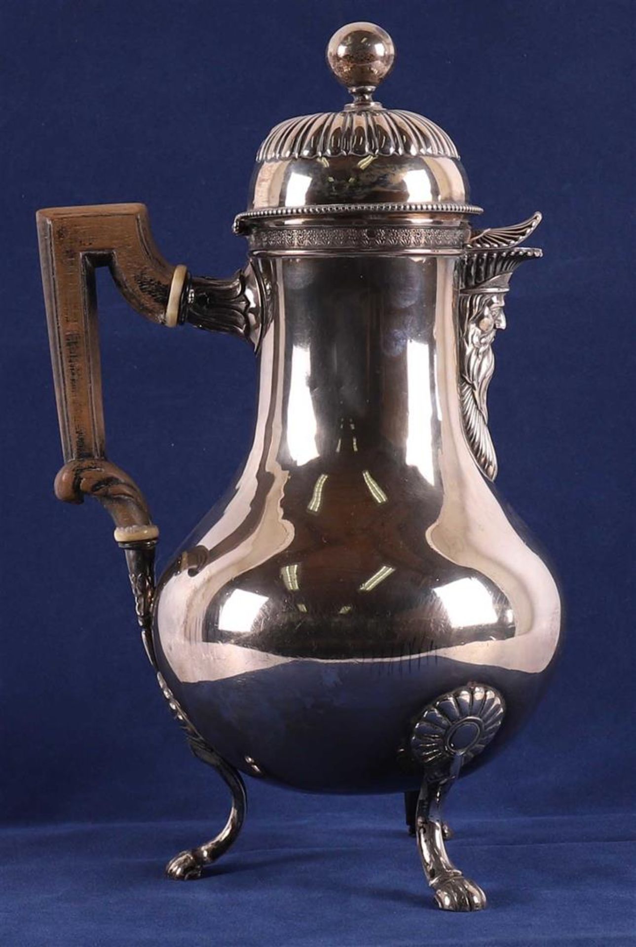 A baluster-shaped silver coffee lid jug, France, 2nd half of the 18th century.