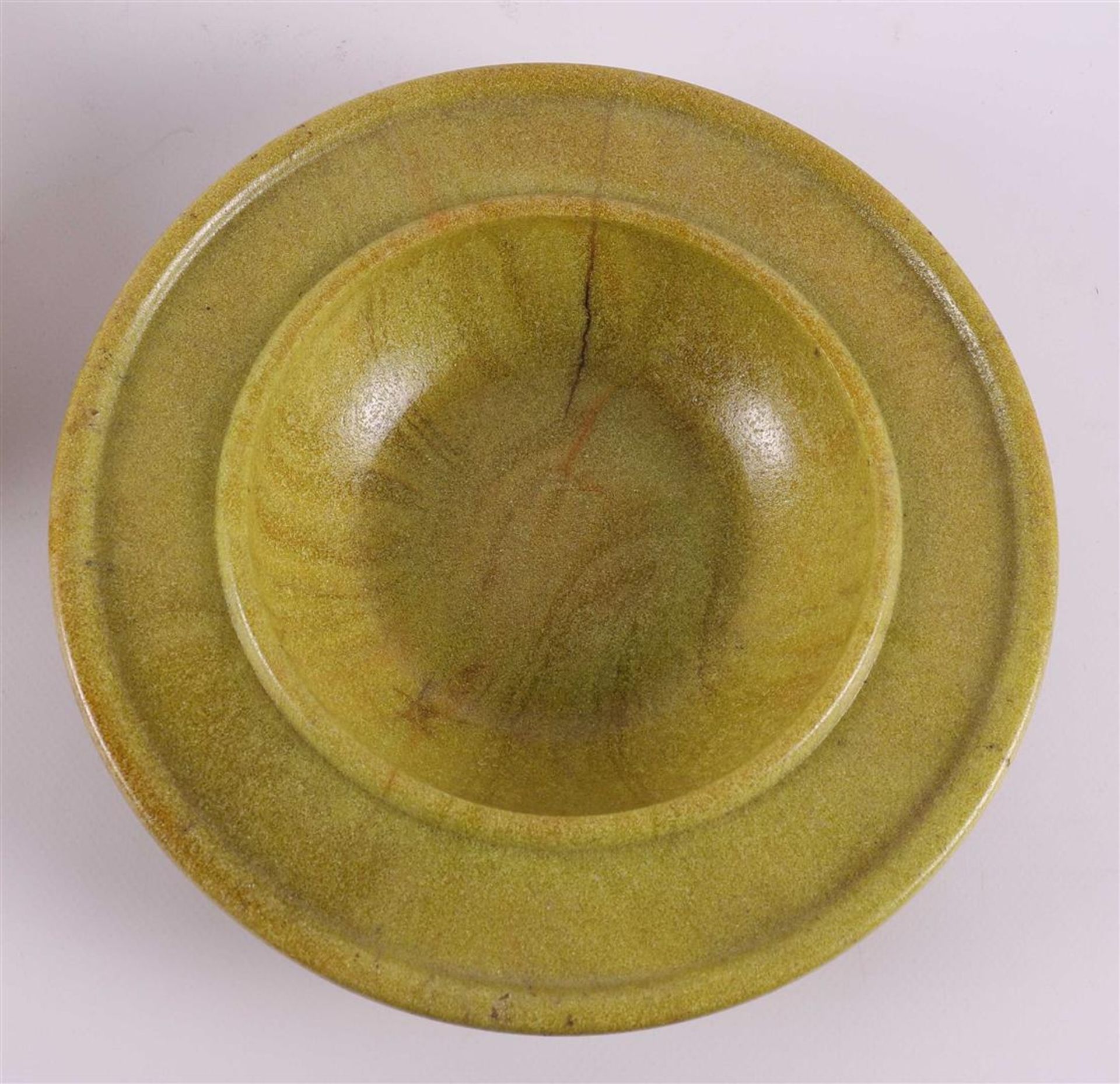 A yellow graniver cactus bowl on matching saucer, 1928. A.D. Copier. - Image 5 of 11