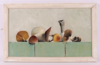 Nijmeijer, J. (Joop) (Hoogeveen 1941-2017) 'Still life with forest mushrooms',