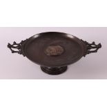 A cast iron and copper mounted tazza from 'EG Zimmermann in Hanau',