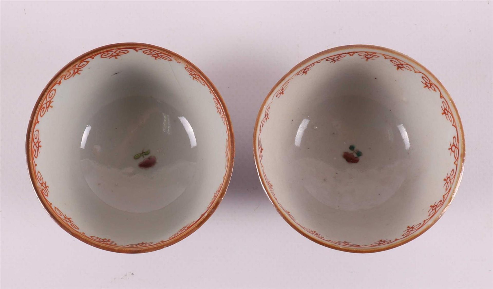 Seven famille rose porcelain cups and saucers, Batavia porcelain, China, - Image 22 of 27