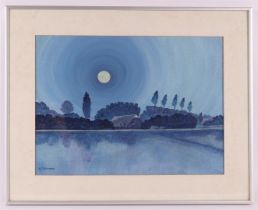 Dutch school 20th century 'Landscape in moonlight',