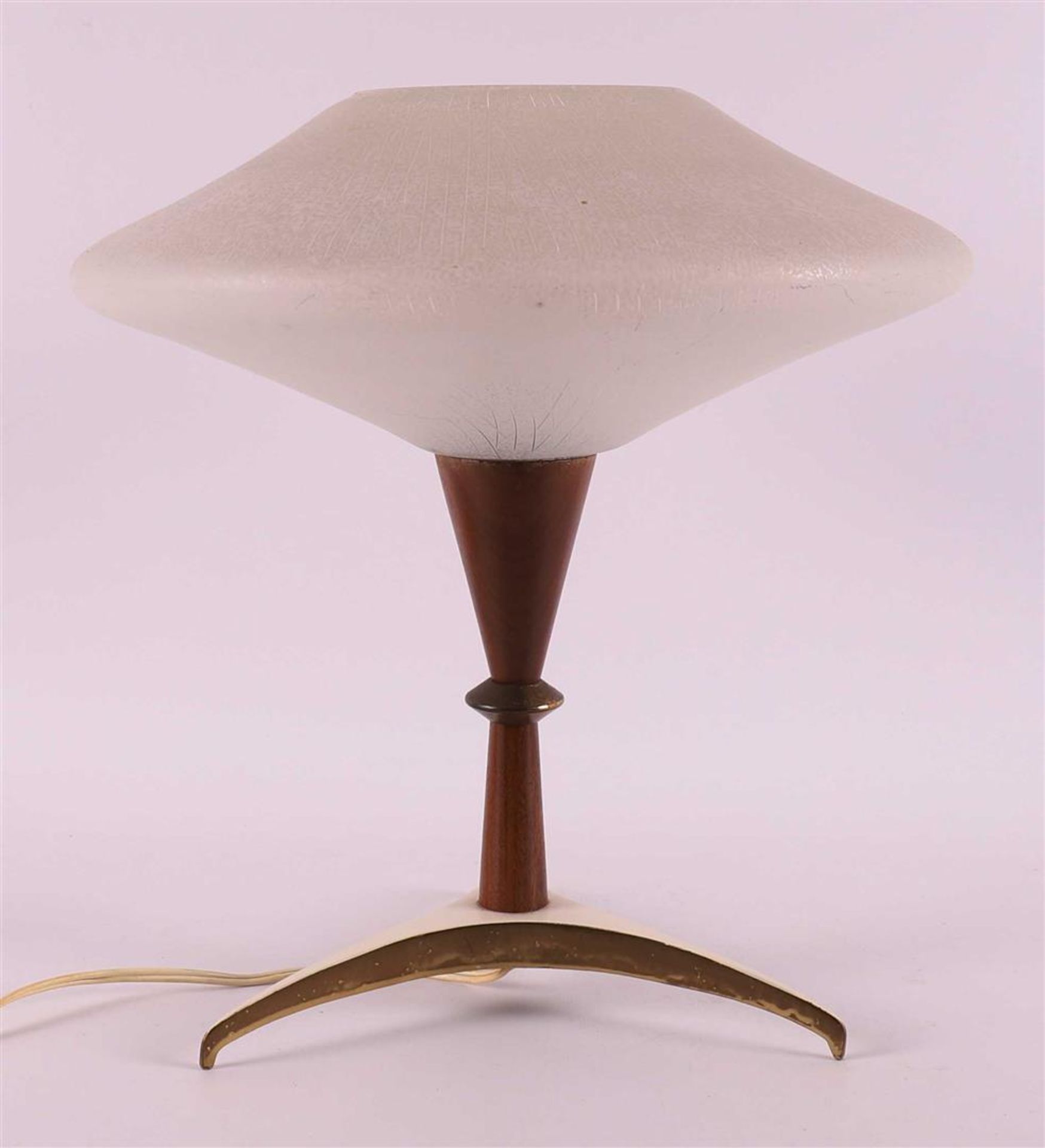 A vintage design table lamp with satin glass shade, 1950s. - Image 2 of 3