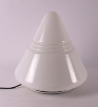 A conical vintage white glass table lamp, 1970s.