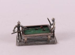 Etagere silver. Billiard players, after an antique example, 20th century.
