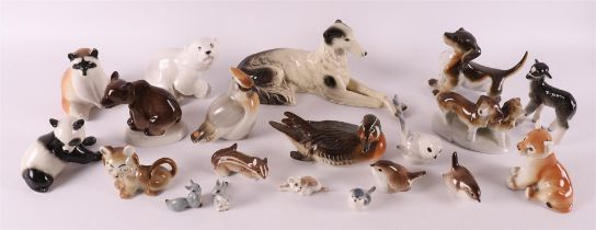 A lot of various polychrome porcelain animal figures, including USSR, 1950s/60s