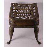 A brass and wrought iron stew stool, England 19th century,