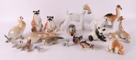 A lot of various polychrome porcelain animal figures, including USSR, 1950s/60s.