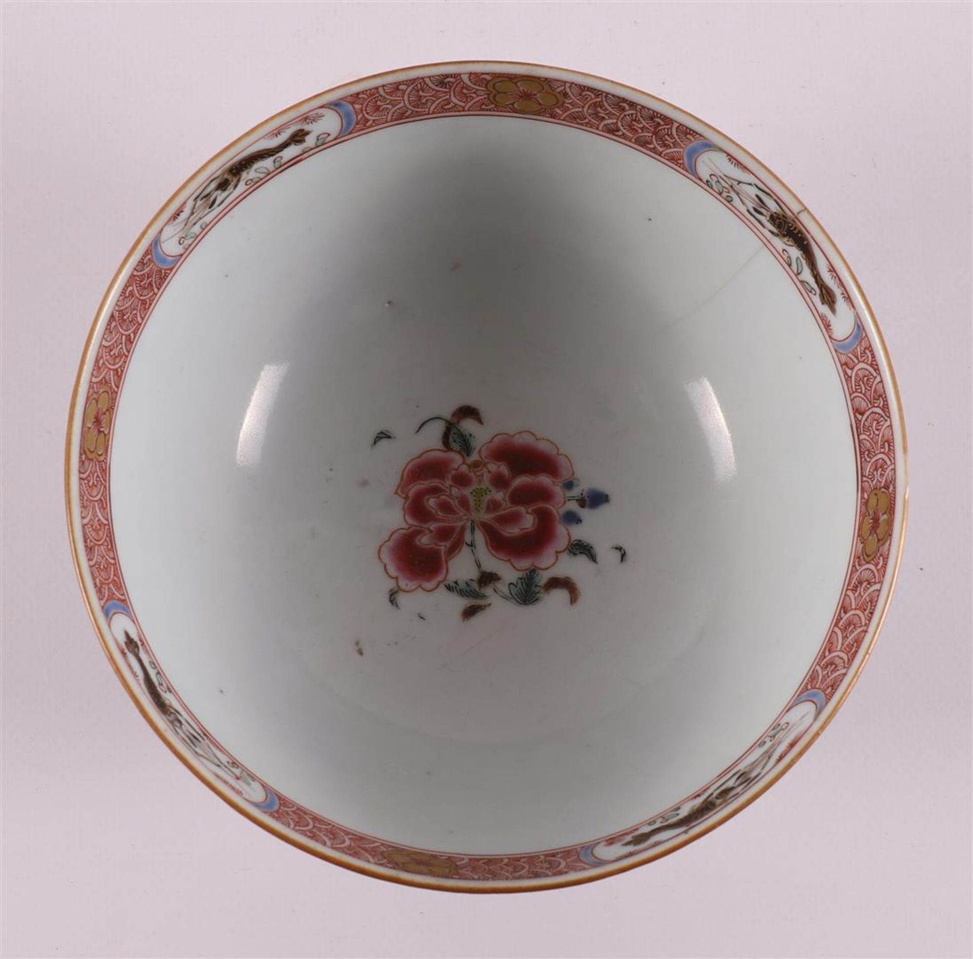 Three famille rose porcelain bowls on stand ring, China, Qianlong, 18th century. - Image 11 of 13