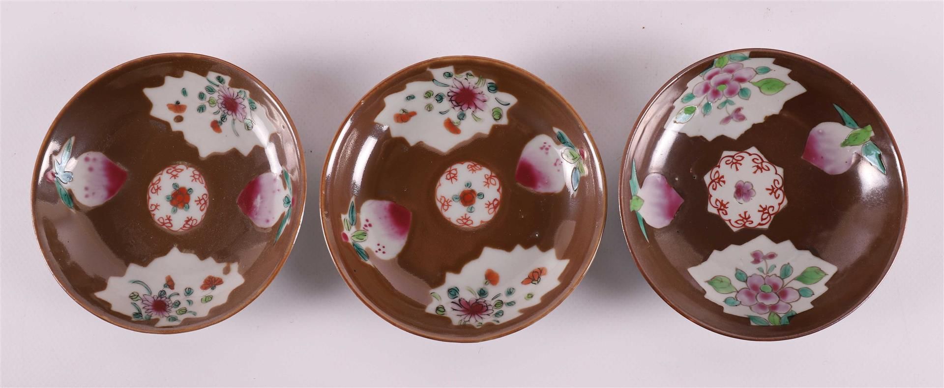 Seven famille rose porcelain cups and saucers, Batavia porcelain, China, - Image 7 of 27