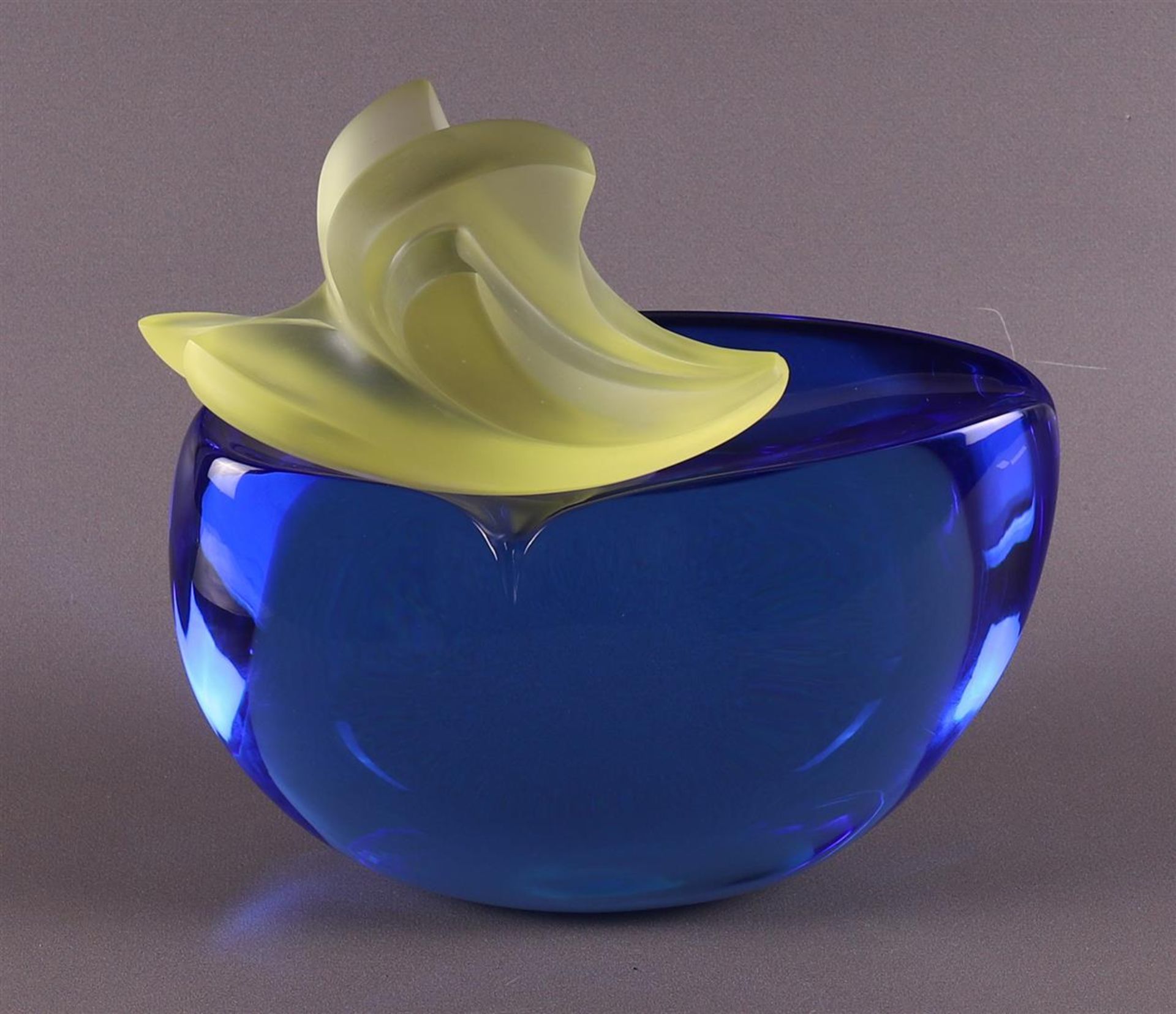A blue and satin-finished glass object, unique 2001, Felicitas Engels-Neuhold. - Image 2 of 9