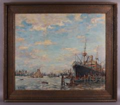 Schaap, Hendrik (Delft 1878-1955) 'Port view Rotterdam',