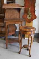 An oak etagère table, ca. 1920.