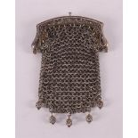 A second grade 835/1000 silver purse bracket on chain mail bag, year letter 1866