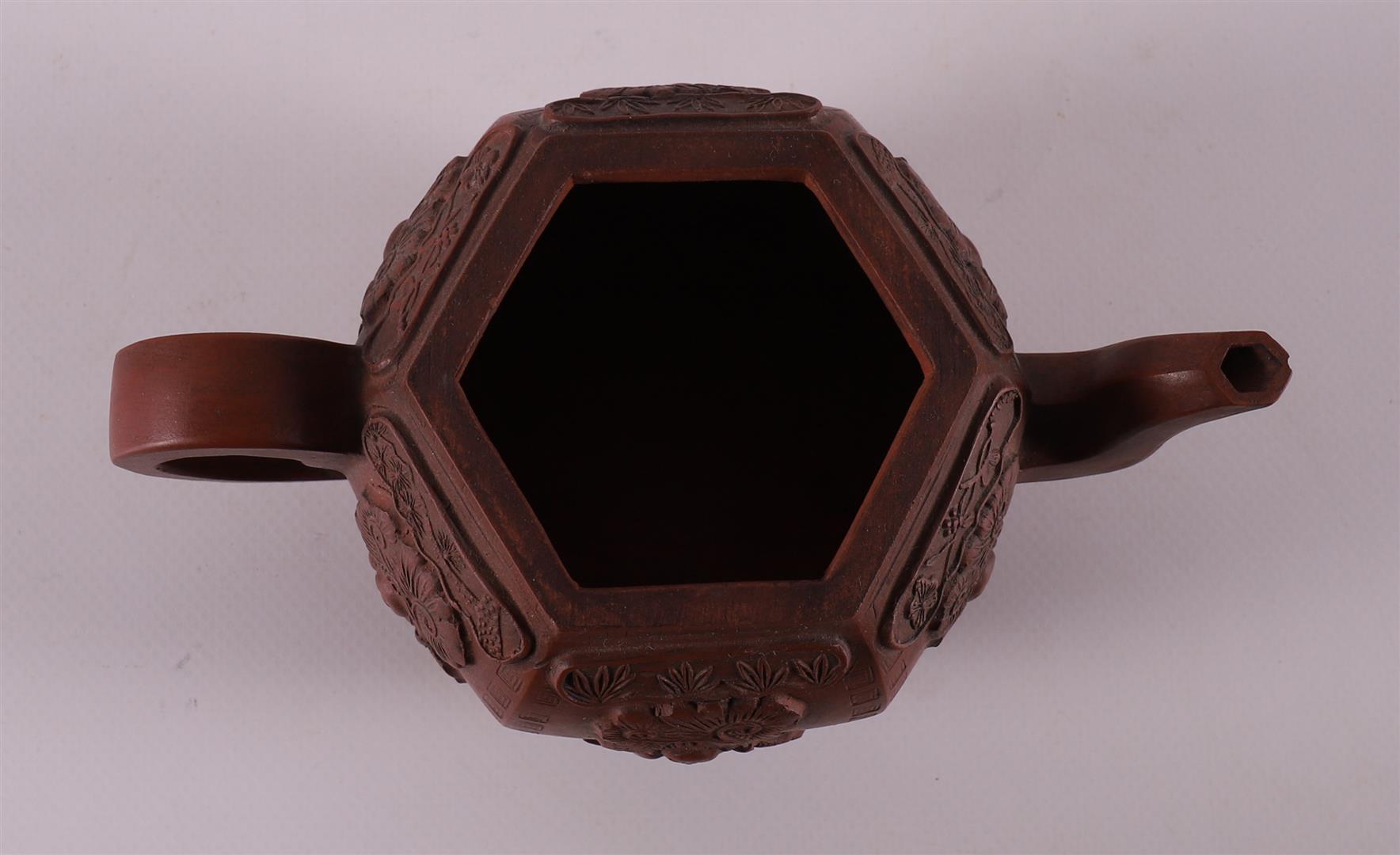 A yixing stoneware hexagonal teapot, China, 20th century. - Image 7 of 11