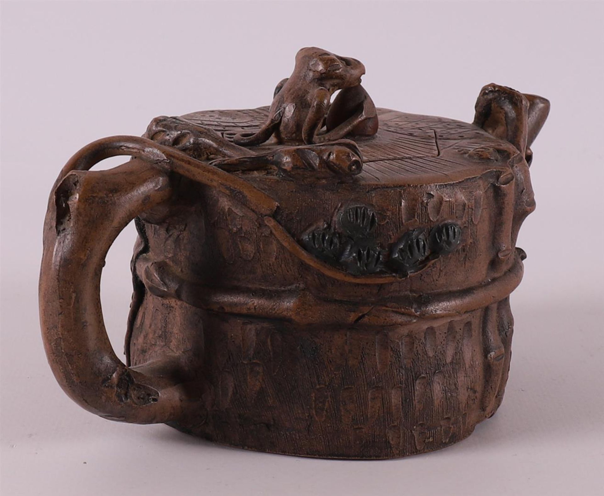 A yixing stoneware tree trunk-shaped teapot, China, 20th century. - Image 6 of 11