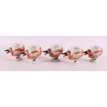 A series of five vintage porcelain design egg cups, mid-20th century.