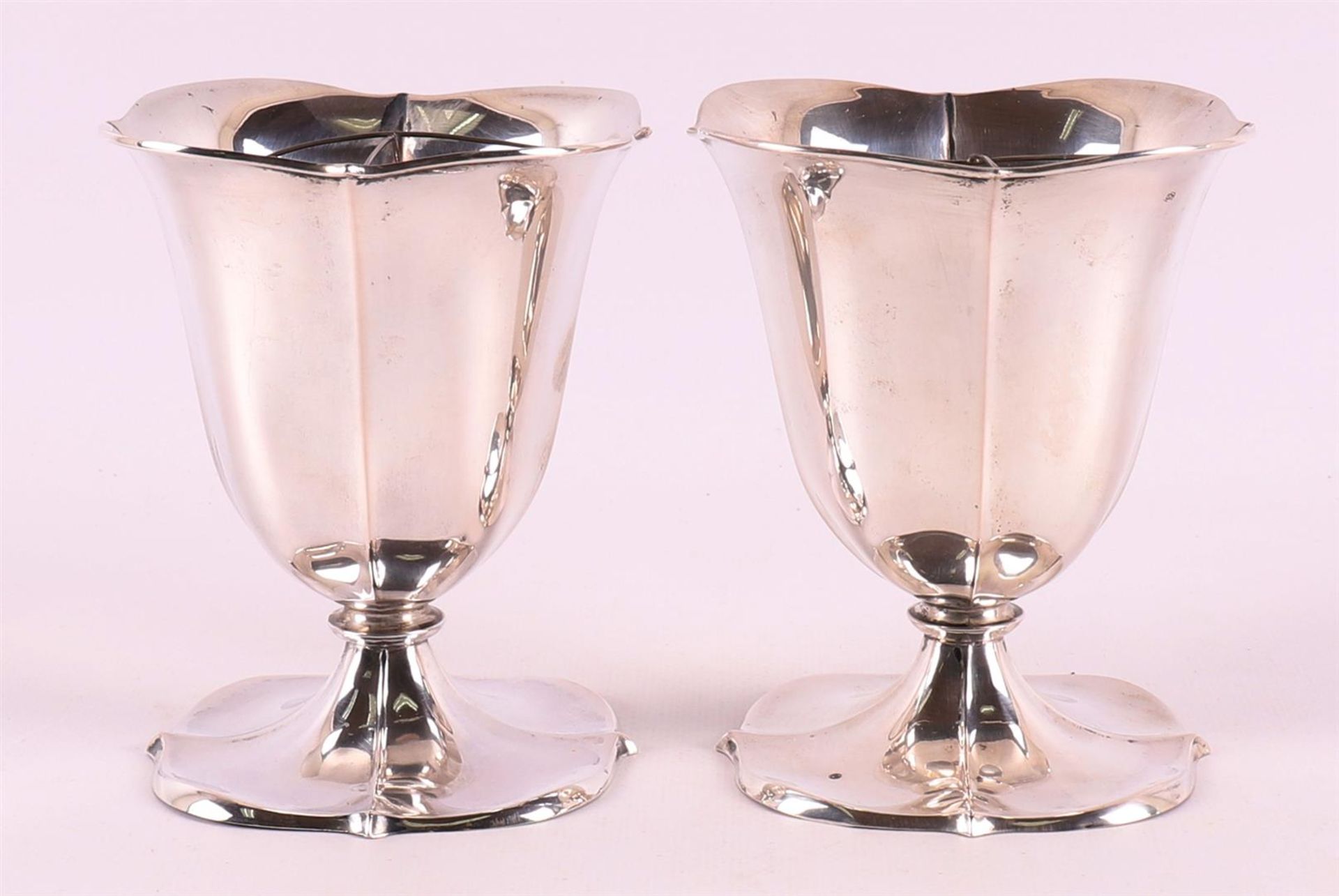 A pair of second grade 835/1000 silver vases, including year letter 1929.