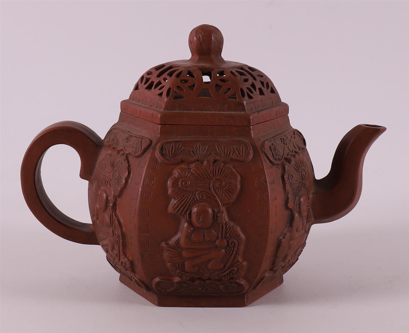 A yixing stoneware hexagonal teapot, China, 20th century. - Image 2 of 11