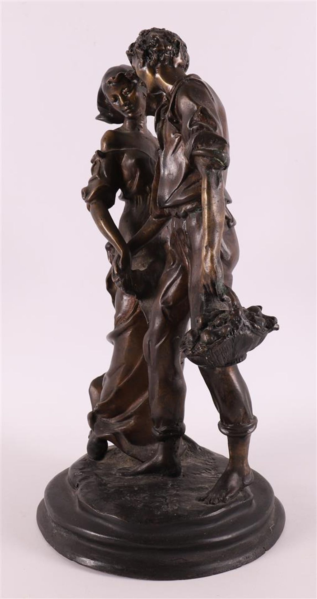 A brown patinated bronze sculpture of a man and woman, based on an antique examp - Bild 2 aus 5