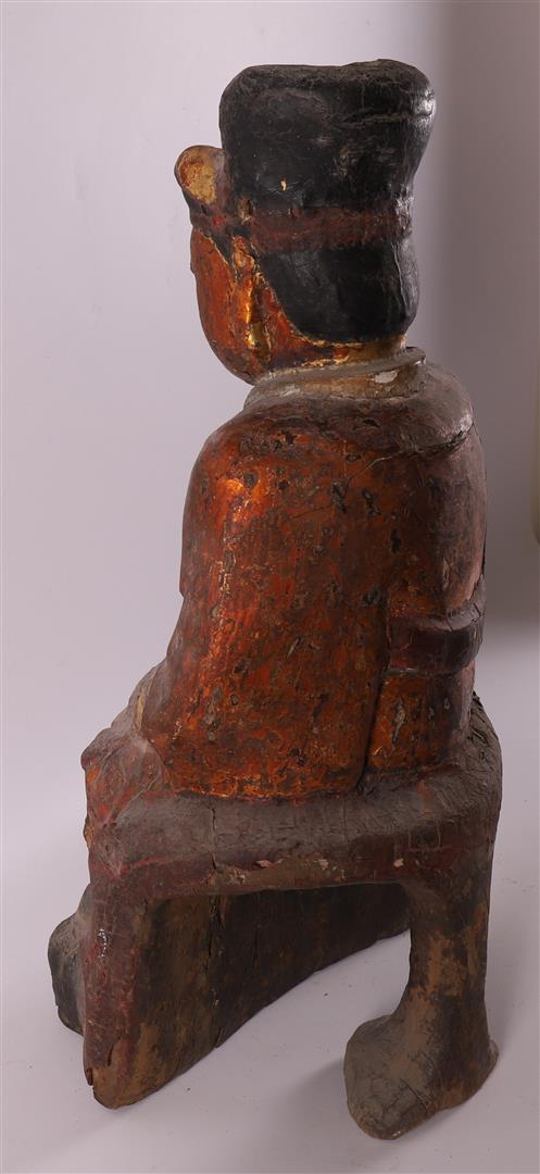 A carved wooden figure of Taoist Deity, China, Qing dynasty, 19th century. - Image 3 of 6
