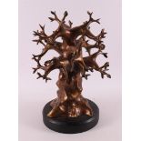 A brown patinated bronze baobab tree, 21st century.
